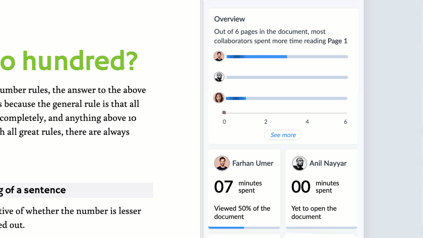 Document Page Insights in Zoho Writer