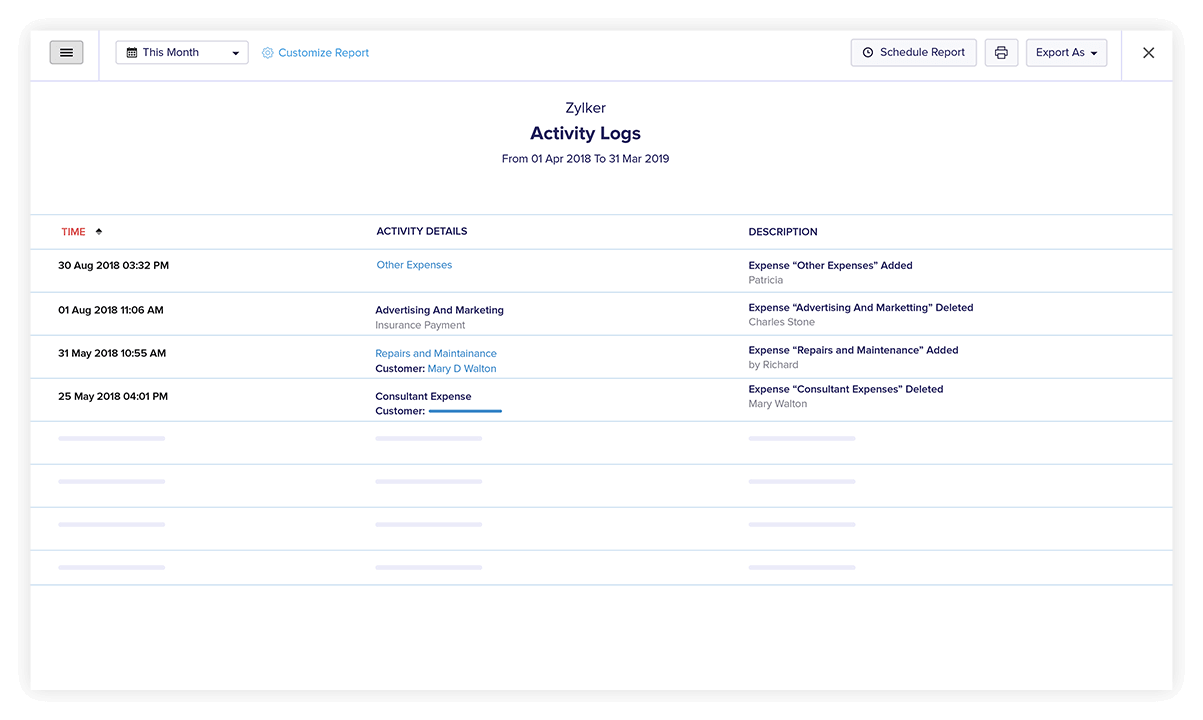 Audit Trails - Accounting Reports | Zoho Books