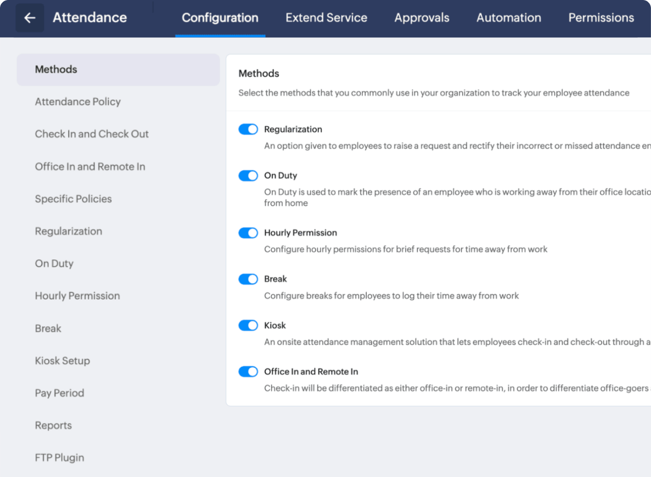 Customizable settings